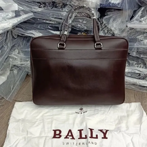 Tas Kantor Bally Leather Brown Tas Kerja Tas Laptop Kulit