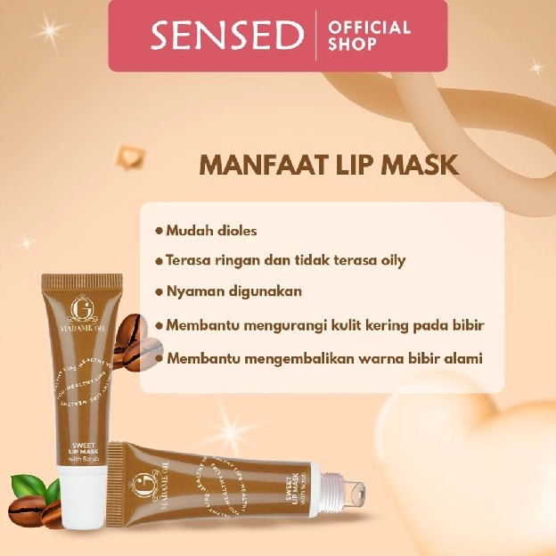 Madame Gie Sweet Lip Mask - Lip Scrub Vitamin E, Lip Balm, Moisturizer, Serum Bibir Cerah