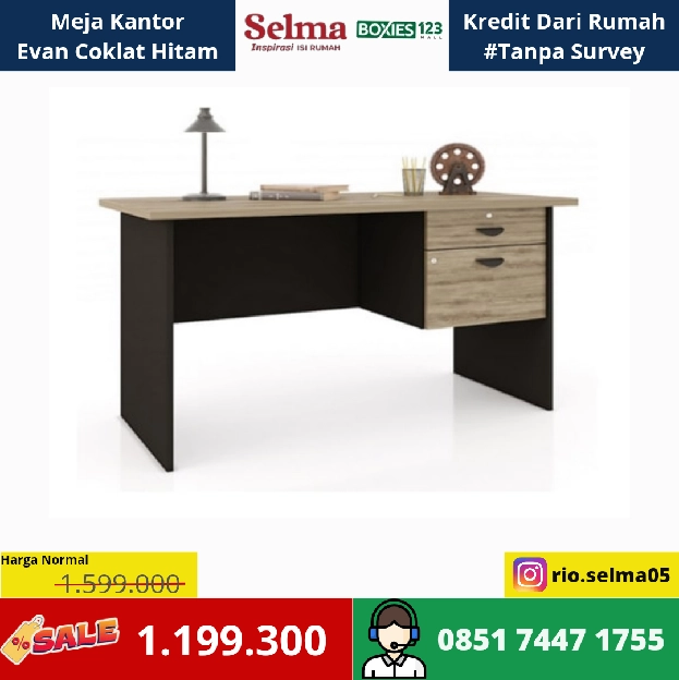 Meja Kantor Evan Coklat Hitam