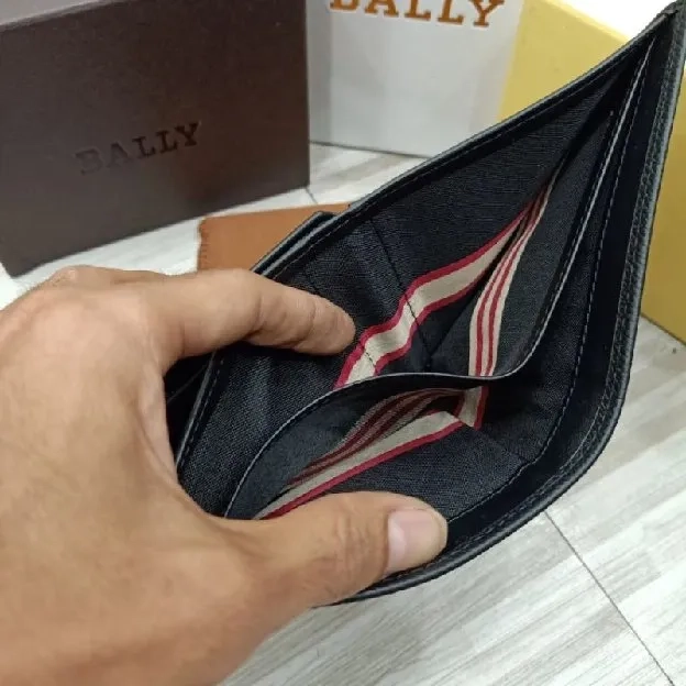 Dompet Bally Logo List Merah Putih Dompet Lipat Kulit