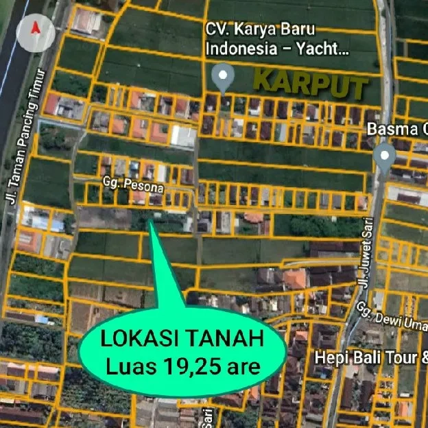 Dijual 19,25 are, Jl. Juwetsari Taman Pancing Timur Pemogan Denpasar