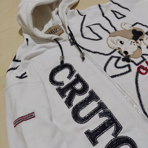 Jaket zipper vintage GALFY Critch NY white colour original second