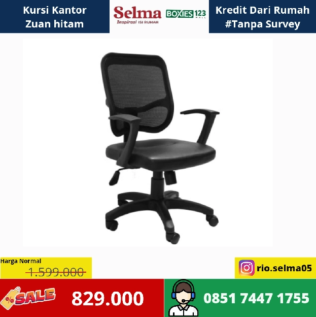 Kursi Kantor Zuan Sandaran Rendah Hitam 