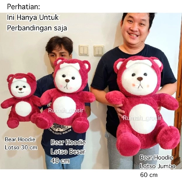 Boneka Bear Hoodie Lotso Ukuran Jumbo Strawberry Toy Beruang Mainan Mewah