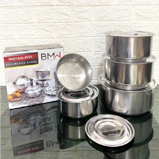 Stock Pot Steamer 4 Set BMW/ Panci Kukus 4 Set / Panci Dandang Stainless Steel/Stock Pot Steamer