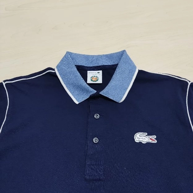 Lacoste x Roland Garros Paris kaos polo shirt navy BIG LOGO (PH3374-18B) Original Second