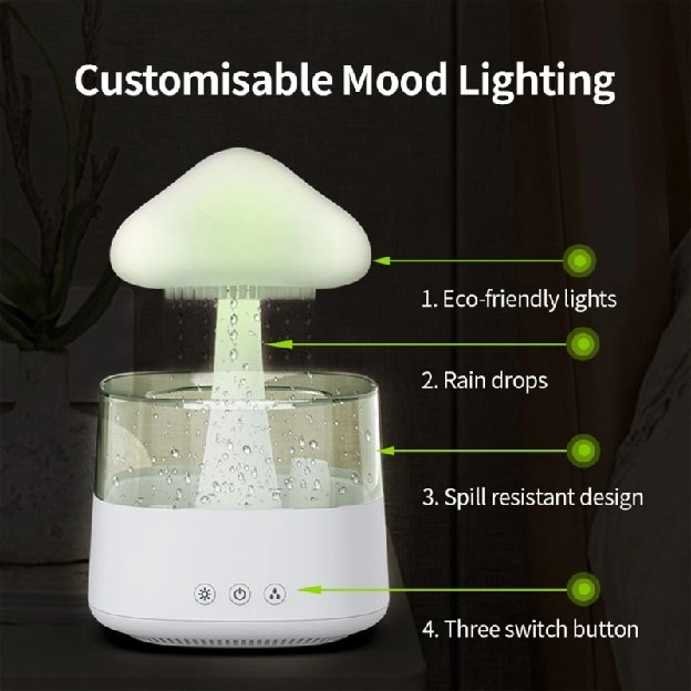 Runny Diffuser Humidifier Awan Hujan 450ml Dengan Lampu LED 7warna