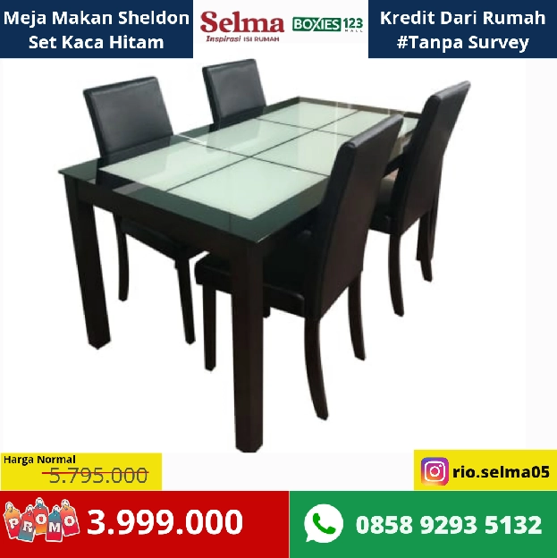 Meja Makan Set Sheldon Hitam