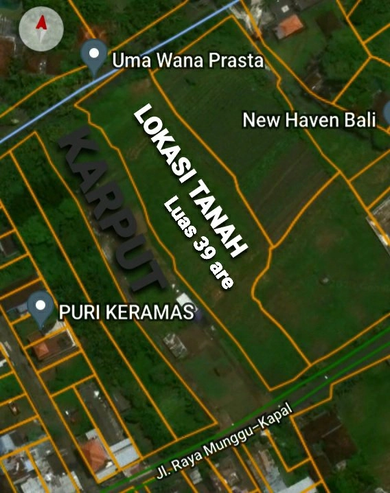 Dijual 39 are, Jl. Raya Munggu Kapal Cepaka Kediri Tabanan