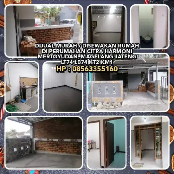 DIJUAL MURAH / DISEWAKAN RUMAH DI PERUMAHAN CITRA HARMONI MERTOYUDAN, MAGELANG JATENG.LT74 LB74 KT2 