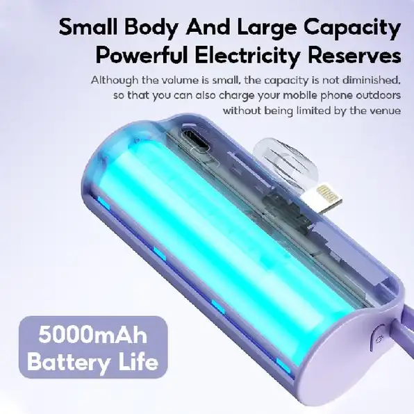 Mini Powerbank 5000mAh Lightning/Type C Fast Charging Power Bank Portable Charger Battery For IOS An