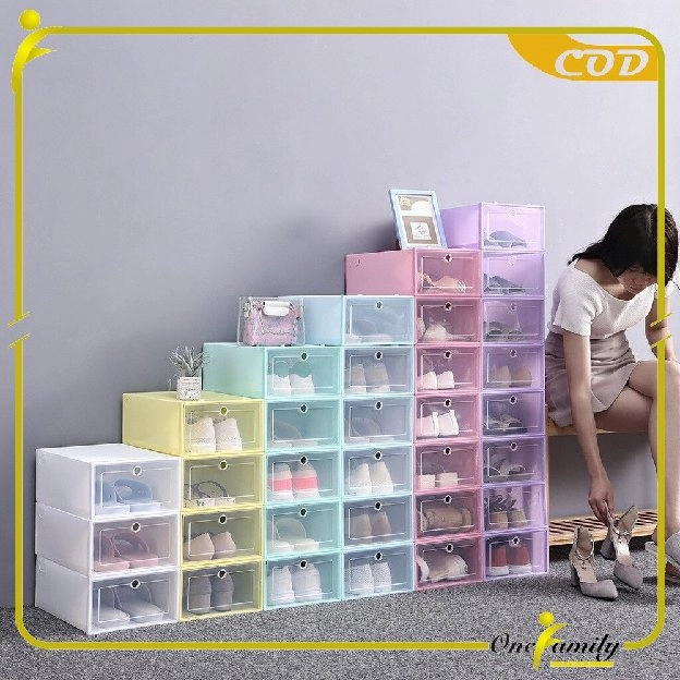 Kotak Sepatu Lipat Transparan Tebal Shoes Storage Box Organizer Rak Sepatu Plastik Susun