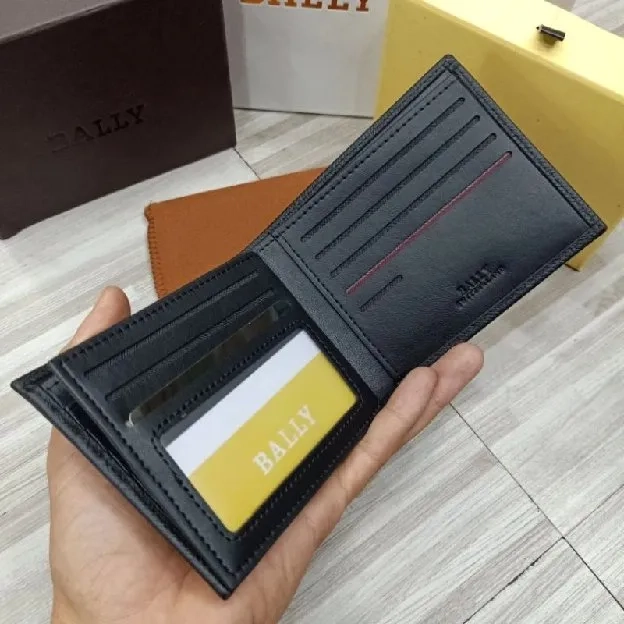 Dompet Bally Logo List Merah Putih Dompet Lipat Kulit