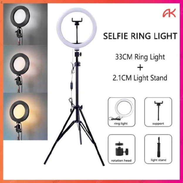 RINGLIGHT 26CM 33CM TRIPOD 2,1 METER 210CM MAKE UP VLOG LAMPU RINGLIGHT LIVESTREAMING