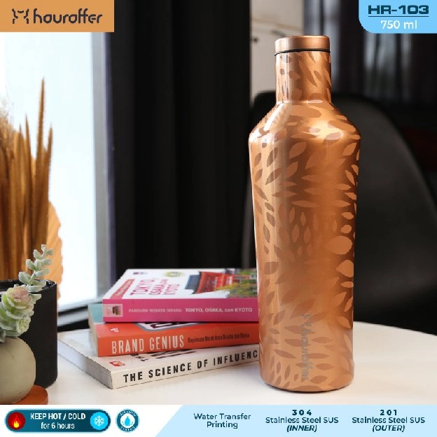 Hauraffer Grosir Botol Tumbler Hr-103 Thermos Stainless Steel Hot & Cold 750ml