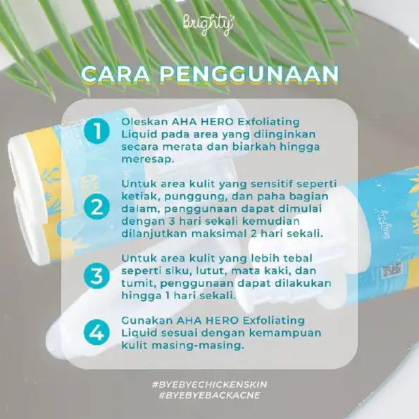 Brighty AHA HERO Exfoliating Liquid (Serum Pencerah Ketiak / Jerawat Punggung / Back Acne / Chicken 