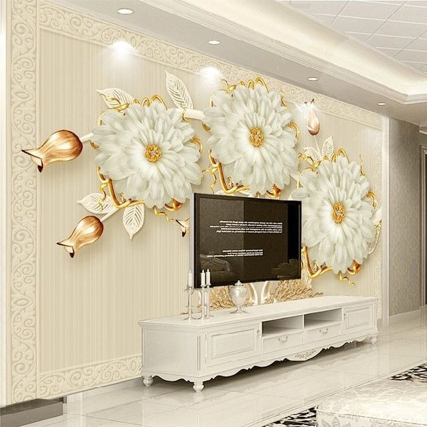 Pasang wallpaper dinding 3d custom toko jual dan pesan hordeng murah rollblind vertikal blind