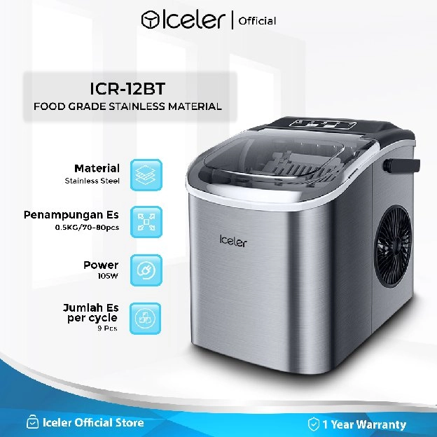 Mesin Es Iceler Portable Ice Maker 12KG per Hari Dengan Handle membuat es cepat 6 menit jadi 9pcs es