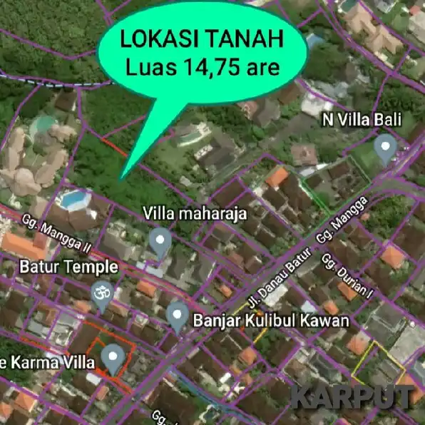 Dijual 14,7 are, Jl. Danau Batur GG. Mangga Kulibul Padonan Canggu Utara