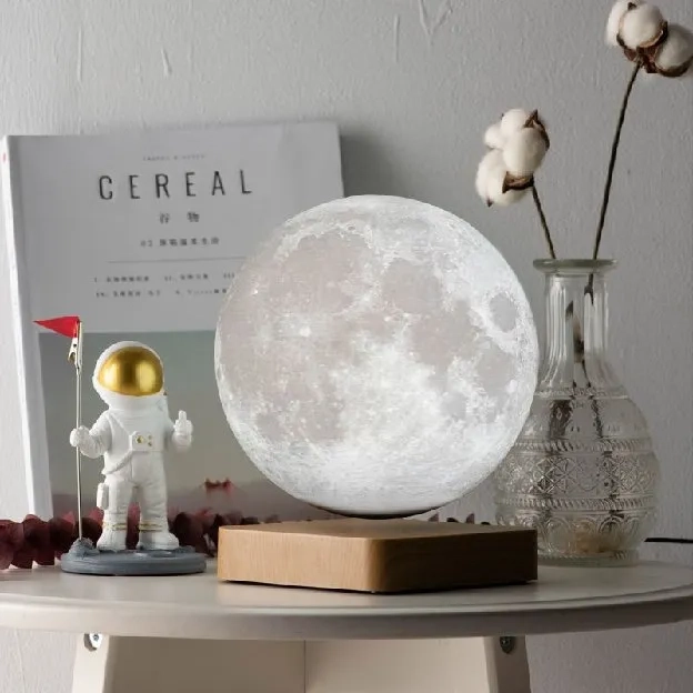Lampu Tidur 3D Printed Moon Night Magnetic levitation Lampu dekorasi bentuk