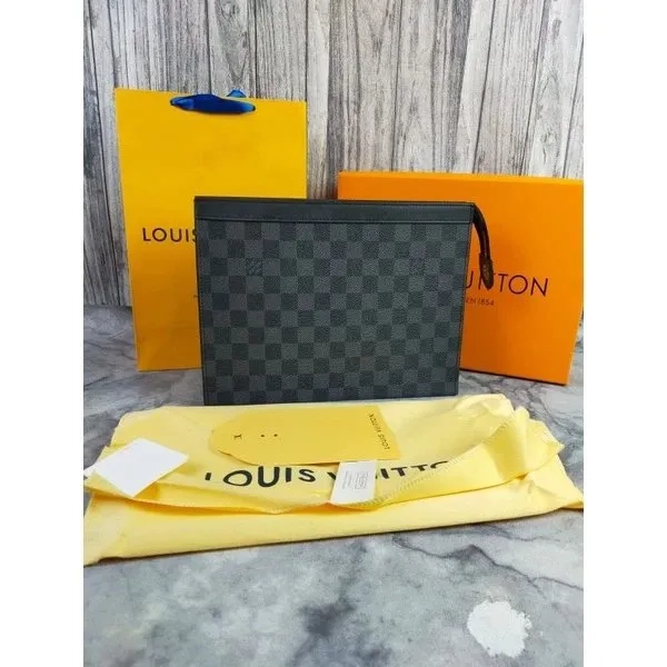 Tas CLUTCH POUCH BAG PRIA LV LOUIS VUITTON POCHETTE GRAPHITE