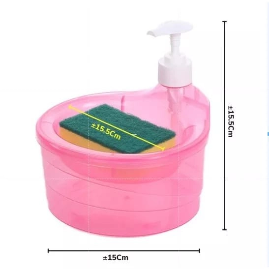 Tempat Sabun Bulat 1000ml + Spons Cuci Piring (2in1) Dispenser Sabun Cair Botol Soap