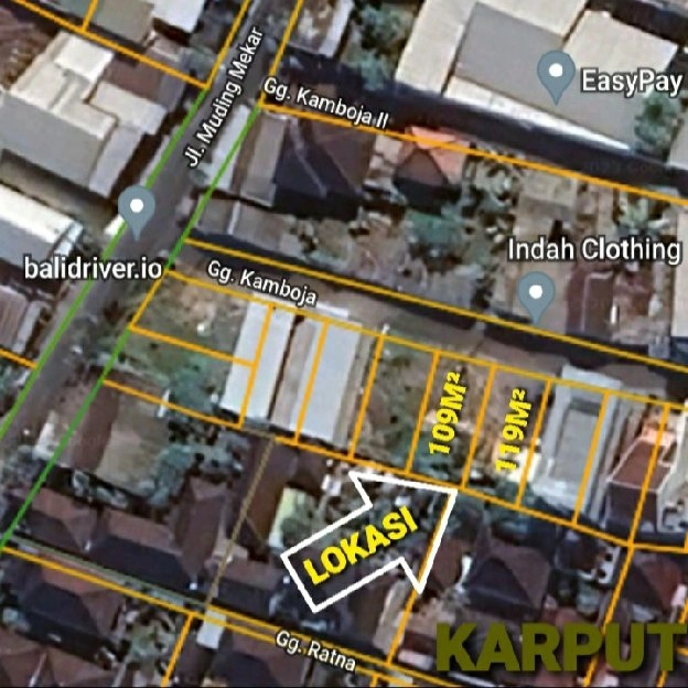 Dijual 1,16 are, Jl. Muding Mekar Gn. Sanghyang POLTABES Kerobokan Kaja Kuta Utara