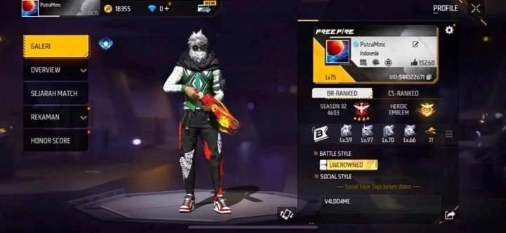 jual akun free fire 