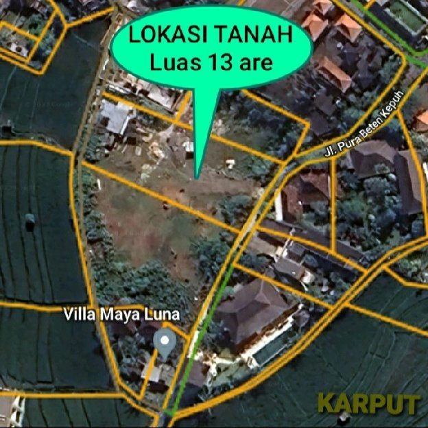 Dijual 13 are, Jl. Pura Beten Kepuh Tandek Tibubeneng Pantai Berawa Canggu