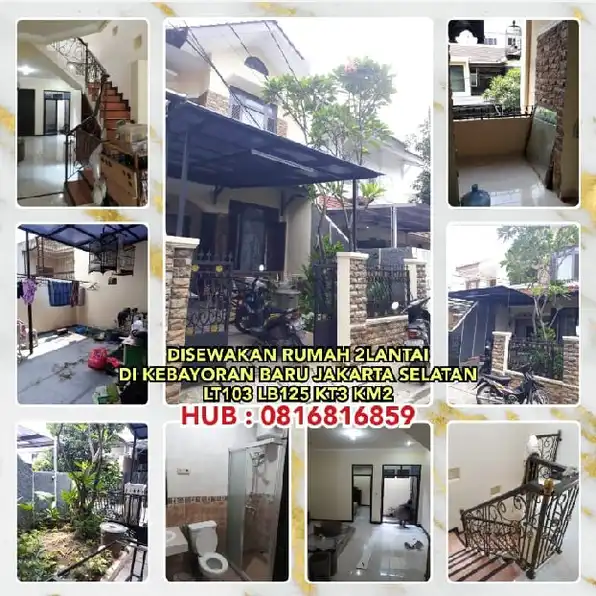 DISEWAKAN RUMAH 2LANTAI DI KEBAYORAN BARU JAKARTA SELATAN. LT103 LB125 KT3 KM2.H: 0816816859