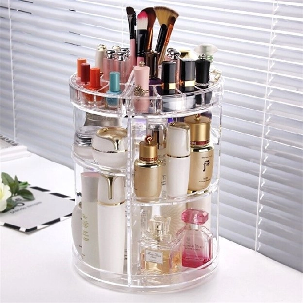 Rak Kosmetik Acrylic Putar 360 Derajat Organizer Polos / Rak Kosmetik Putar 360 Derajat FREE BUBBLE