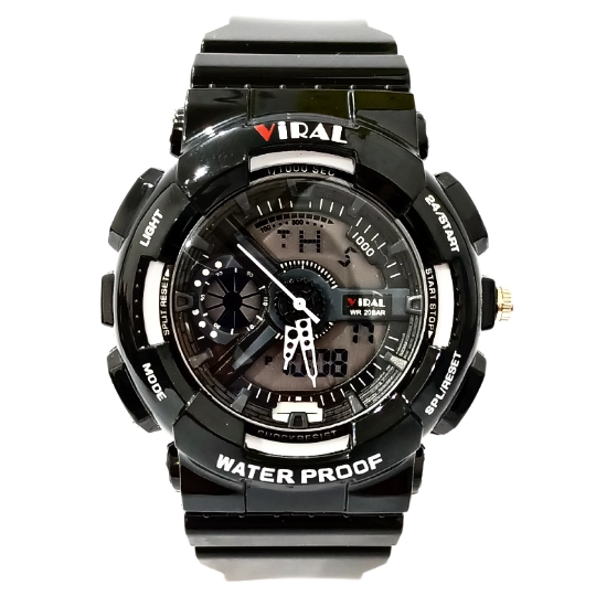 jam tangan digital dual time Viral 1310 anti air 30M hitam