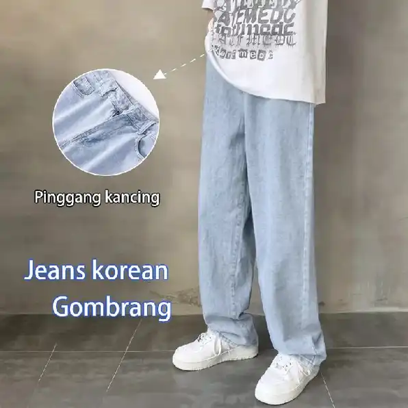 Celana jeans pria baggy pants korean style