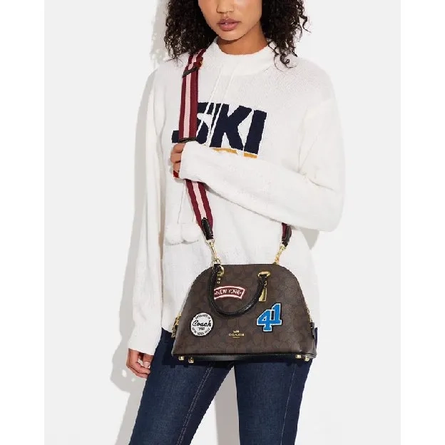 Tas Coach Katy Satchel In Signature Canvas With Ski Patches (CE594)