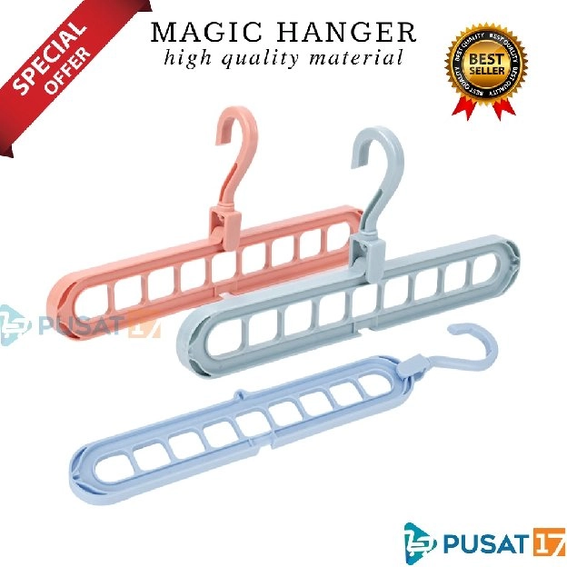 MAGIC HANGER 9 IN 1 / GANTUNGAN BAJU AJAIB 9 LUBANG / GANTUNGAN BAJU 9 IN 1 / HANGER JEMURAN PAKAIAN