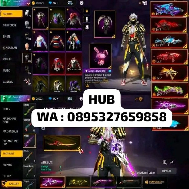 Jual akun Free fire Game minat chat wa admin Terpercaya