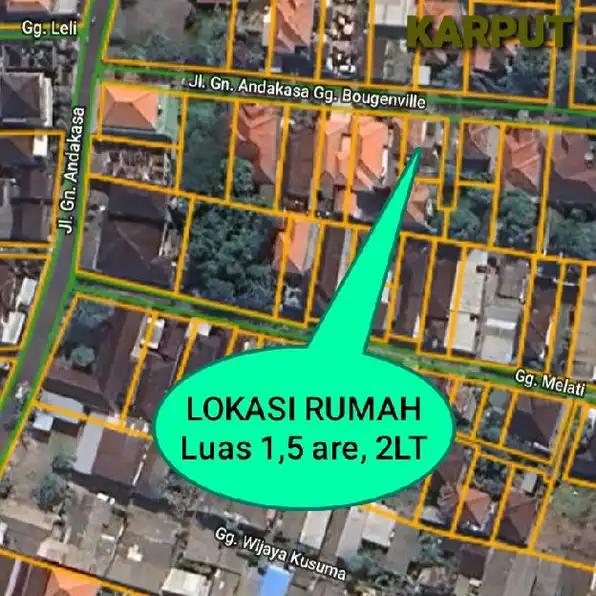 Dijual Rumah 2LT, Jl. Gunung Andakasa Belakabg SATELINDO Gatsu Barat Denpasar