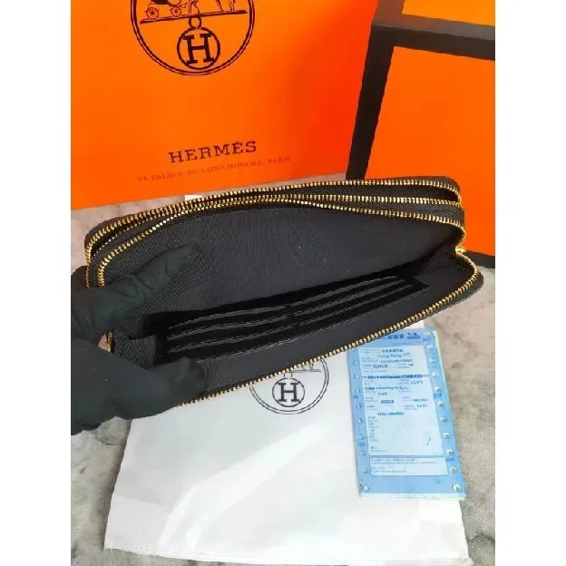 CLUTCH BAG TAS TANGAN PRIA HERMES BLACK LEATHER