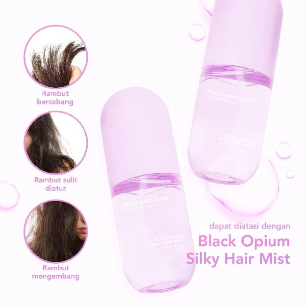 Grace and Glow Black Opium Perfume Hair Mist - Parfum Rambut Spray untuk Rambut Kering dan Bercabang