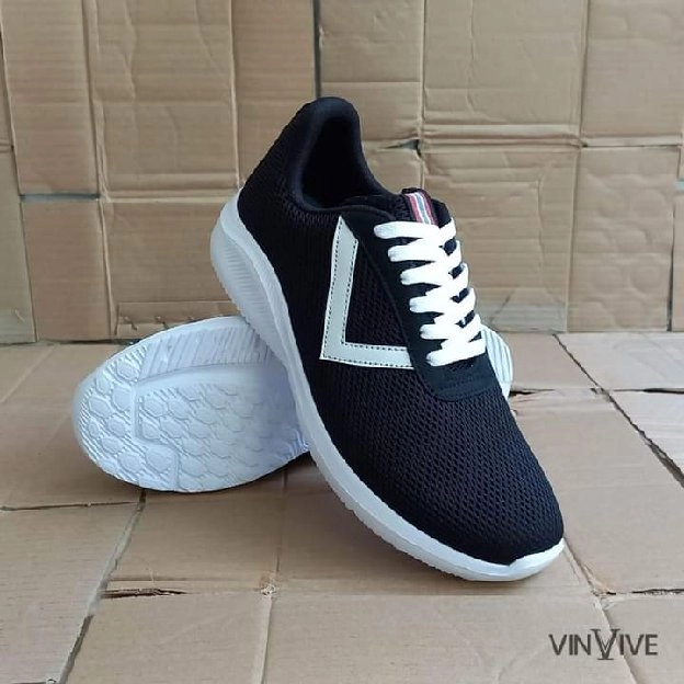 Sneakers Hitam Pria Murah VT-001 Sepatu Sport Motif Anyaman awet dan tahan lama