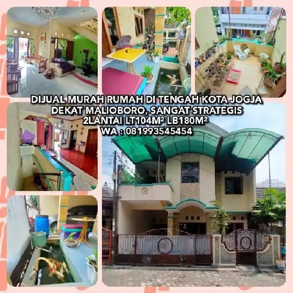 DIJUAL MURAH RUMAH DI TENGAH KOTA JOGJA DEKAT MALIOBORO, SANGAT STRATEGIS 2LANTAI LT104M² LB180M²