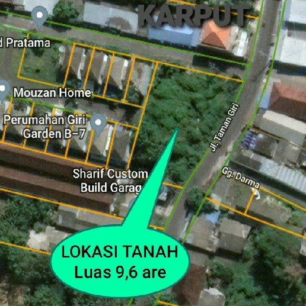 Dijual 9,6 are, Jl. Taman Giri Tamam MUMBUL Bypass Ngurah Rai Benoa Kuta Selatan