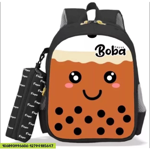 RANSEL ANAK KULIT BOBA RANSEL ANAK TEBAL MOTIF BOBA