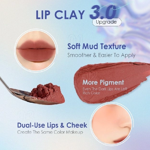 Dual-use Lip Mud Blush Cream Lip Clay & Velvet-hazy Matte Blush On Waterproof Lip Mud&Cheek Used