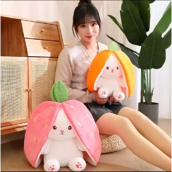 Boneka kelinci Wortel 2 IN 1 Doll Rabbit Carrot Strawberry Premium Super Halus