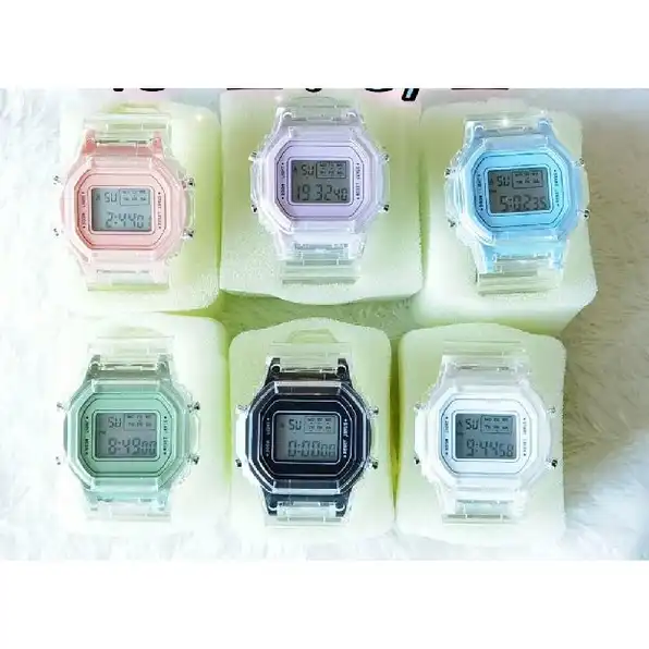 Jam Tangan Wanita Fashion Korea Style Digital Sport tali transparan