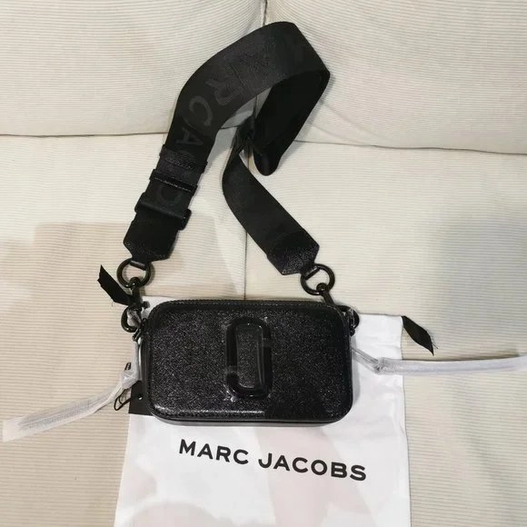 NEW Ori Marc Jacobs The Snapshot Dtm Black Matte Crossbody Bag