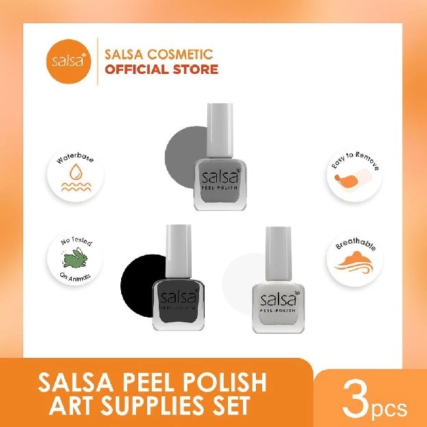 SALSA Peel Polish Kutek HALAL Nail Art Off Lupas Breathable Hijab Friendly Paket isi 3 Kaki Tangan