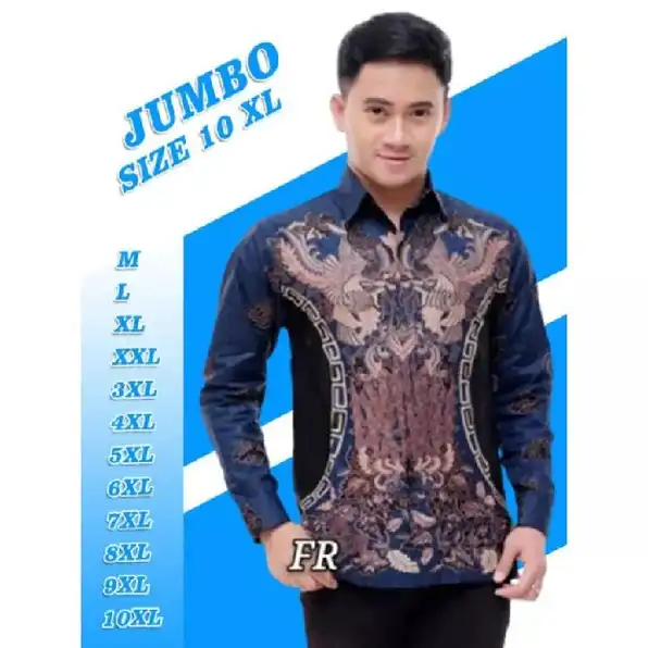 Kemeja Batik Pria Dewasa Big Size Jumbo Lengan Panjang M-10xl