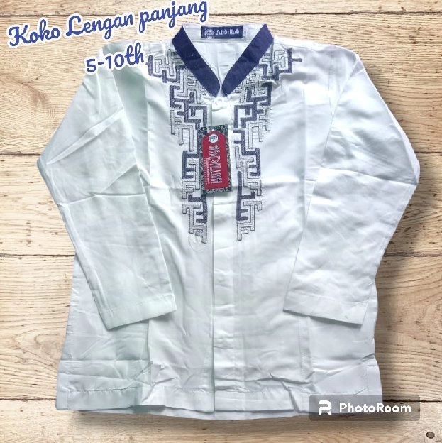 baju koko abdillah putih anak umur 5-10 tahun